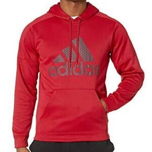 Adidas Climawarm Pullover Drawstring Graphic Hoodie Size Medium Red NWT